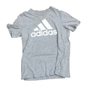 Classic Gray and White Adidas Logo Tee